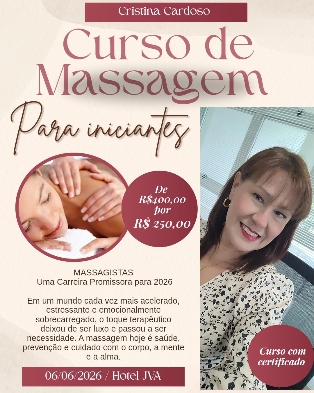 CURSO DE MASSAGEM TERAPÊUTICA CRISTINA CARDOSO
